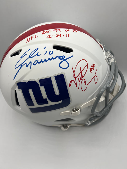 Eli Manning & Victor Cruz DUAL Autographed NY Giants Full Size Flat White Speed Replica Helmet (Fanatics)