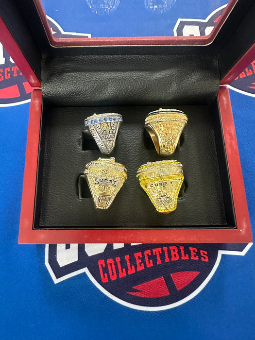 Golden State Warriors 4pc NBA Championship Replica Ring Set with Display Box