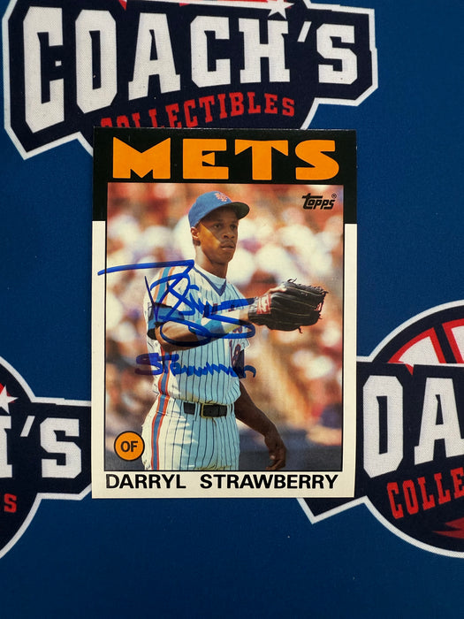 Darryl Strawberry Autographed 1986 JUMBO Topps 5x7 Card w/ Strawman (JSA)