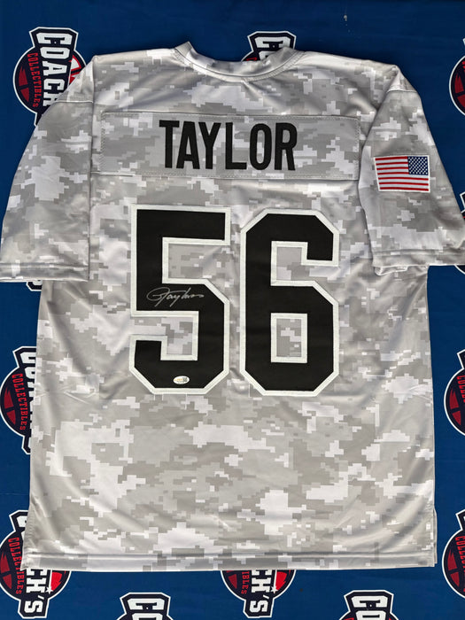 Lawrence Taylor Autographed NY Giants CUSTOM Salute To Service Camo Jersey (JSA)