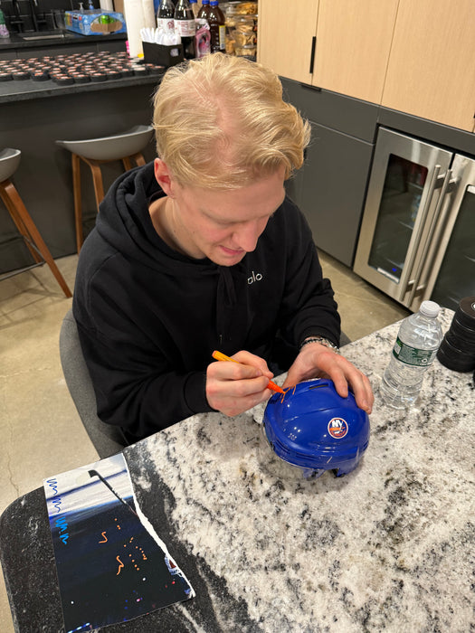 Emil Heineman Autographed NY Islanders Blue Mini Helmet (JSA)