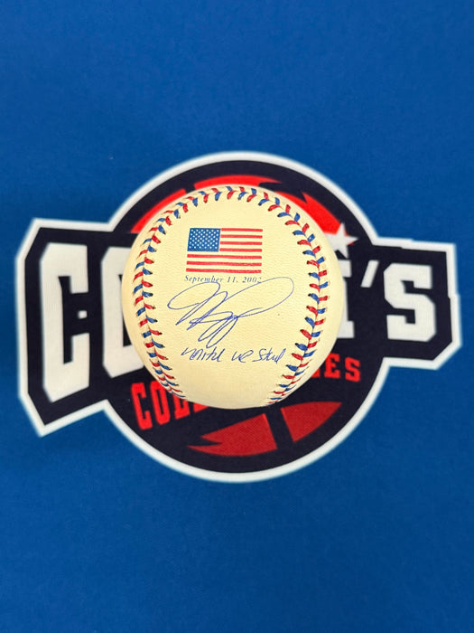 Mike Piazza Autographed September 11th Logo Baseball w/ Inscription United We Stand (Fanatics)
