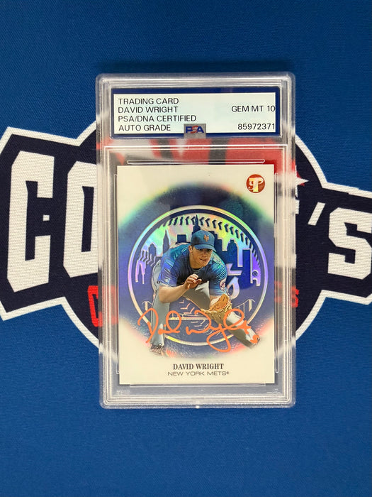 David Wright Autographed 2002 Topps Pristine #0600/1999 Rookie Card Refractor Gem 10 Auto (PSA SLAB)