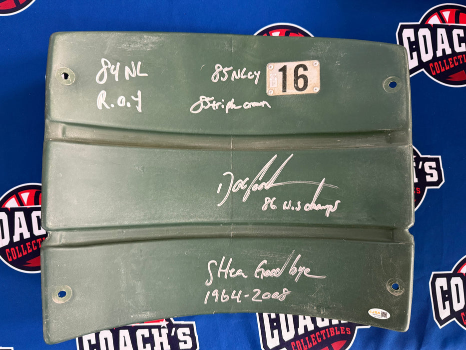 Dwight "Doc" Gooden Autographed Authentic Green Shea Stadium Seat Back #16 w/ Multi Inscr (JSA)