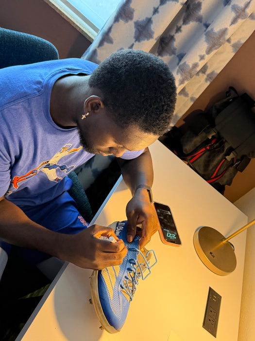 GAME USED Ronny Mauricio Autographed PAIR of Adidas Cleats w/ Game Used 2025 Inscription (JSA)