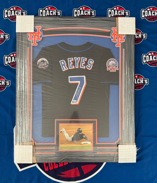 FRAMED Jose Reyes Autographed CUSTOM NY Mets Black Jersey (Beckett)