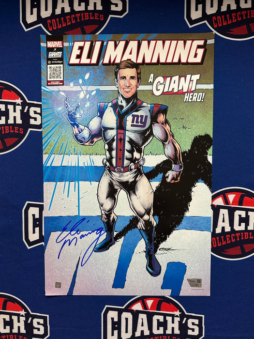 Eli Manning Autographed 11x17 Marvel Stadium Giveaway Movie Poster