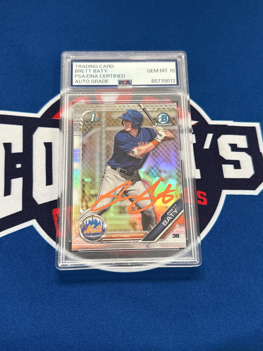Brett Baty Autographed 2019 Bowman Chrome Refractor 1st Bowman Rookie Card #BDC-39 (PSA SLAB)