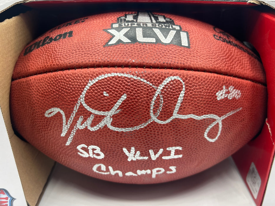 Victor Cruz Autographed NFL Official "The Duke" SB XLVI Football wiTH SB XVLI Champs Inscr (Beckett)