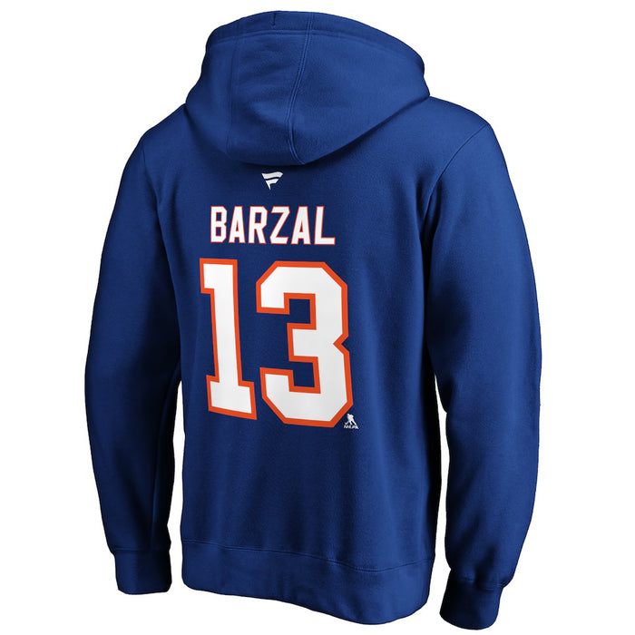 Mathew Barzal New York Islanders Fanatics Authentic Stack Player Name & Number Fitted Pullover Hoodie - Royal