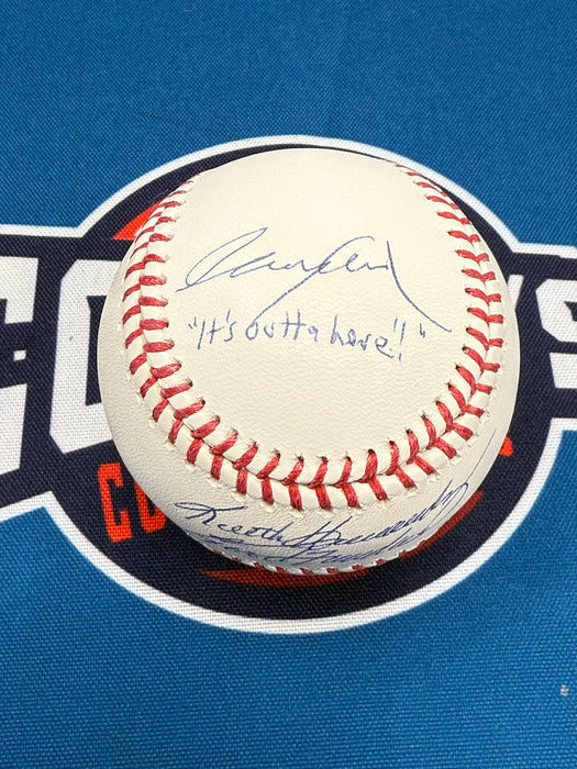 Keith Hernandez, Gary Cohen & Ron Darling Autographed OML Baseball w/ Multi Inscription (Beckett)