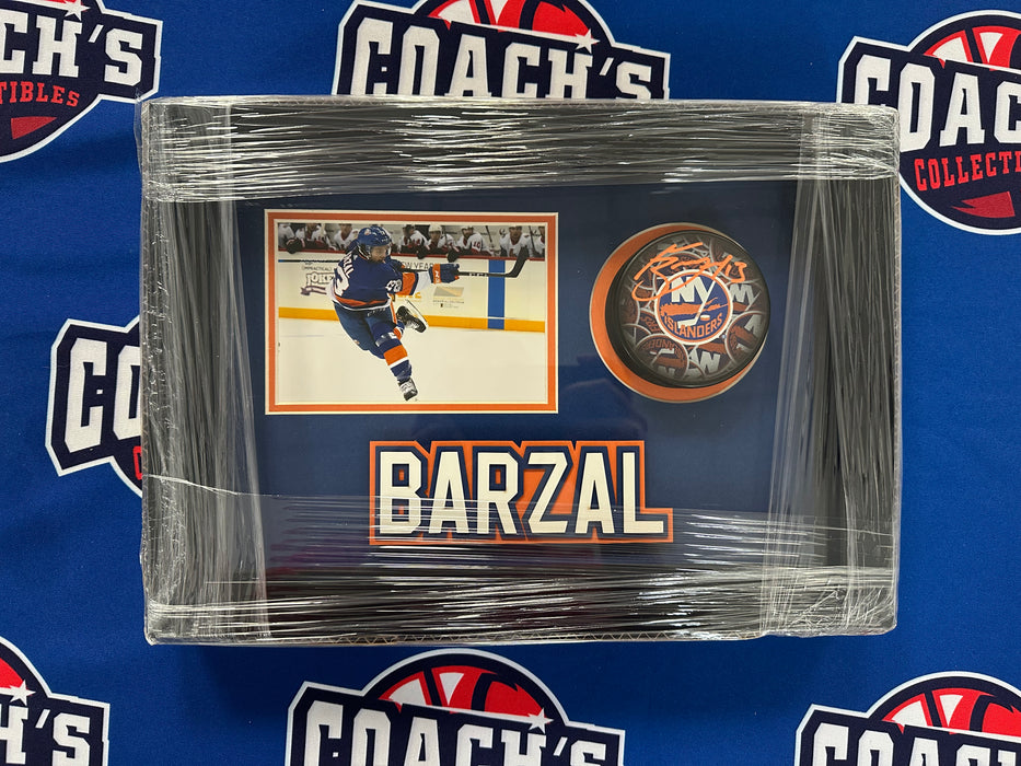 Mathew Barzal Autographed Puck in 13”x8” Custom Shadowbox (Fanatics)