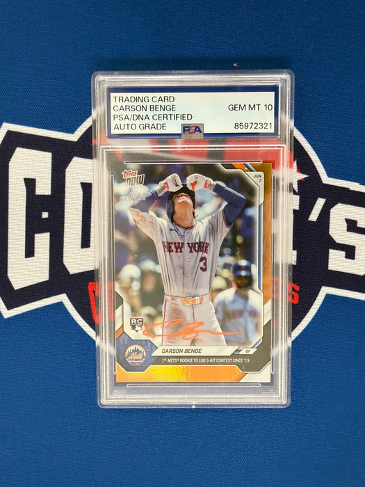 Carson Benge Autographed #13/25 2026 Topps Now #301 Rookie Card Gem 10 Auto (PSA SLAB)