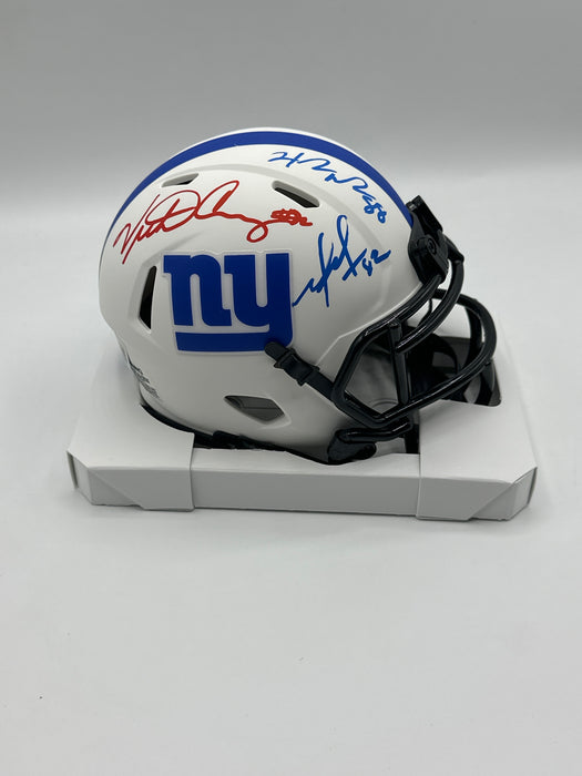 Victor Cruz, Hakeem Nicks & Mario Manningham TRIPLE Autographed NY Giants Lunar Eclipse Mini Helmet (Beckett)