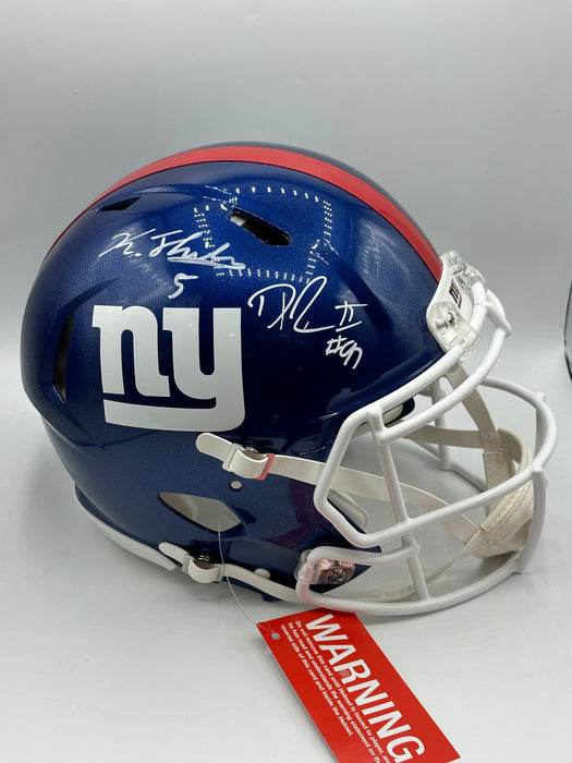 Kayvon Thibodeaux & Dexter Lawrence Dual Autographed NY Giants Full Size Speed Authentic Helmet (Beckett)