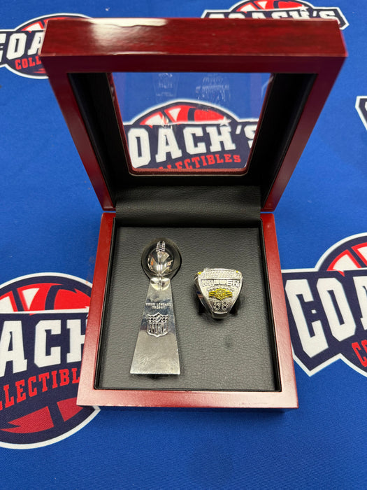 Denver Broncos 2pc Replica Super Bowl Ring & Trophy with Display Box