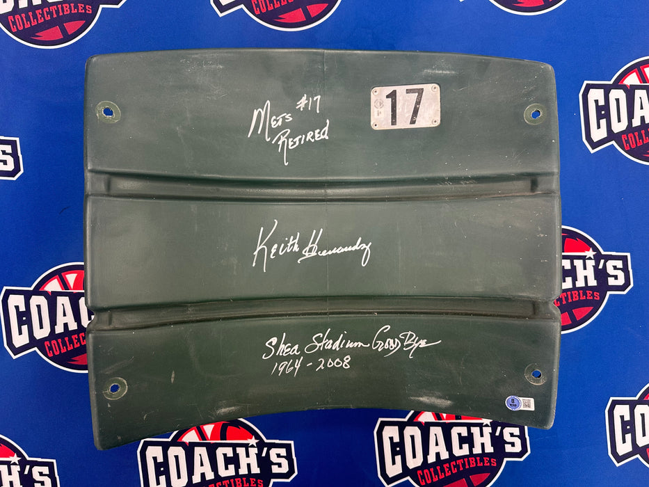 Keith Hernandez Autographed Shea Stadium Authentic Green Seat Back w/ 2 Inscr (Beckett)