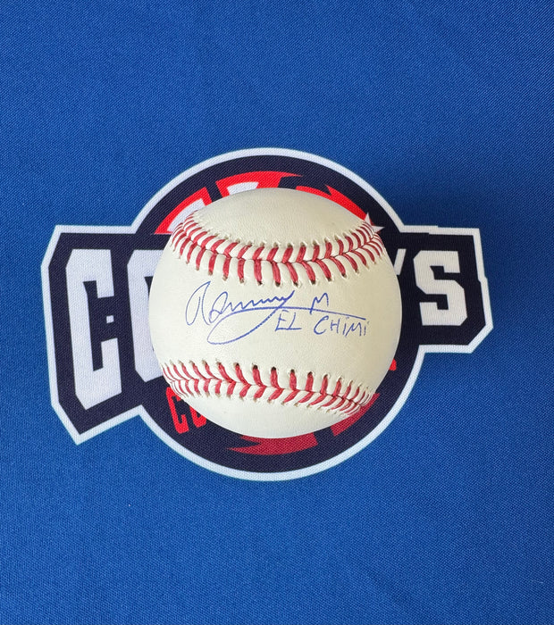 Ronny Mauricio Autographed OML Baseball w/ El Chimi Inscription (JSA)