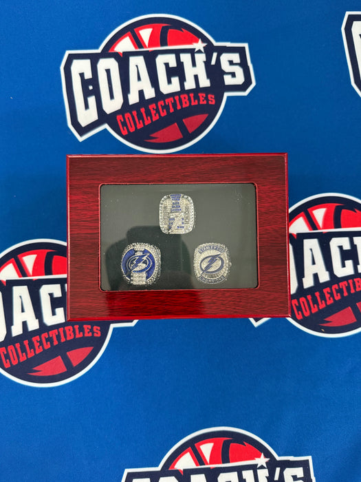 Tampa Bay Lightning 3pc Replica NHL Stanley Cup Ring Set w/ Display Box