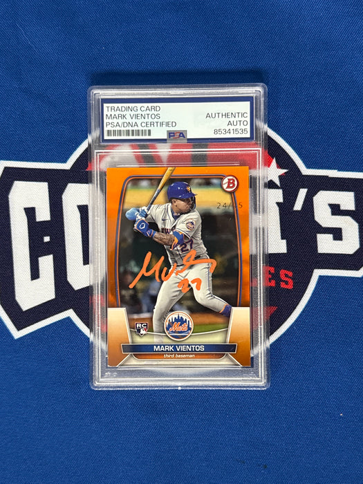 Mark Vientos Autographed Orange /25 2023 Slabbed Bowman Rookie Card (PSA SLAB)