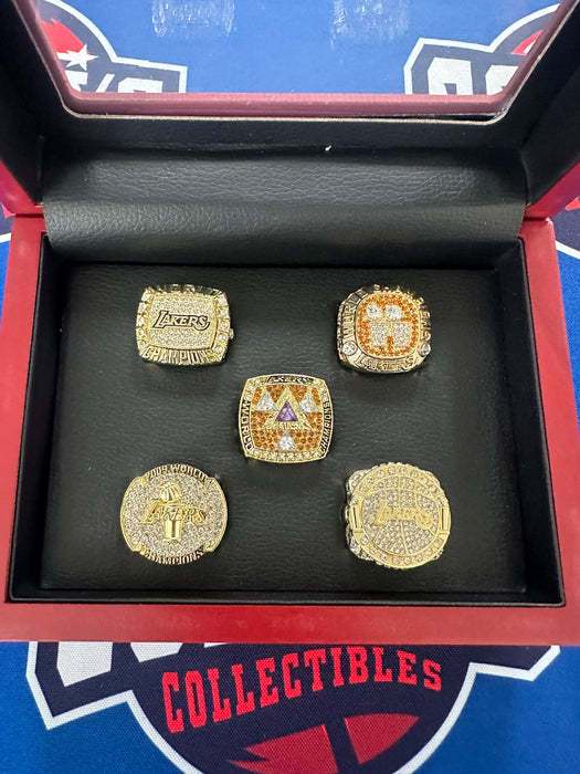 Los Angeles Lakers 5pc Kobe Bryant Replica NBA Championship Ring Set with Display Box