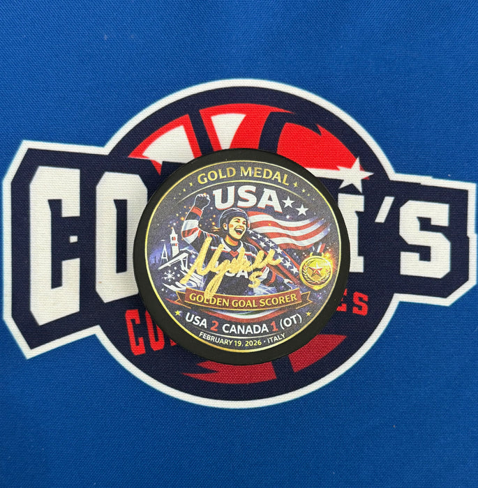 Megan Keller Autographed 2026 Olympic Golden Goal Custom Puck (JSA)