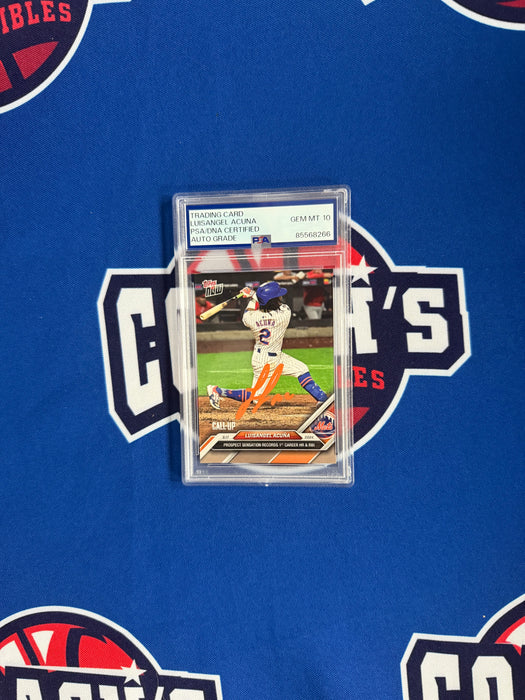 Luisangel Acuna Autographed 2024 Topps Now #711 Slabbed Card Gem 10 Auto (PSA Slab)