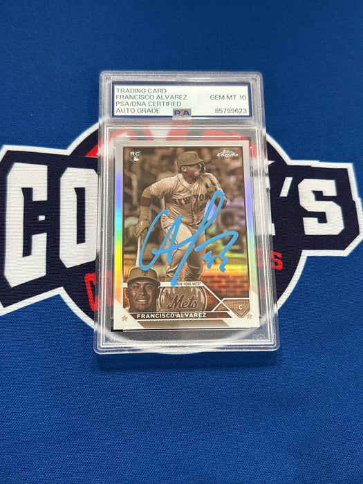 Francisco Alvarez Autographed 2023 Topps Chrome SEPIA REFRACTOR Rookie Card Gem Mint 10 Auto (PSA SLAB)