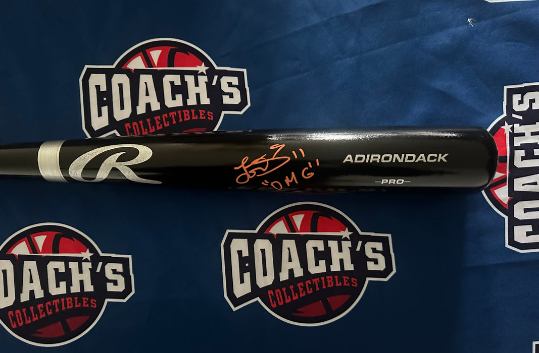 Jose Iglesias Autographed Black Rawlings Bat with OMG Inscription (Beckett)