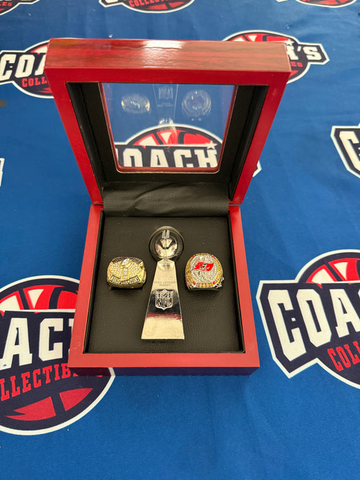 Tampa Bay Buccaneers 3pc Replica Super Bowl Ring & Lombardi Trophy Set with Display Box