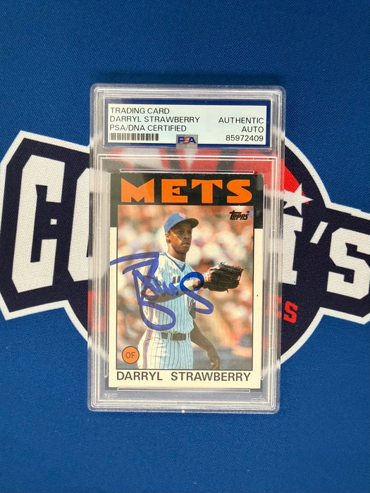 Darryl Strawberry Autographed 1986 Topps Base  (PSA SLAB)