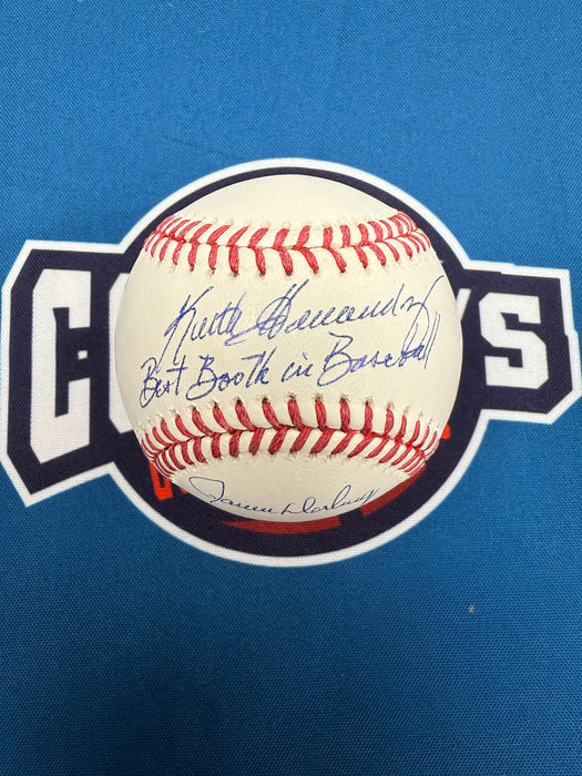 Keith Hernandez, Gary Cohen & Ron Darling Autographed OML Baseball w/ Inscription (Beckett)