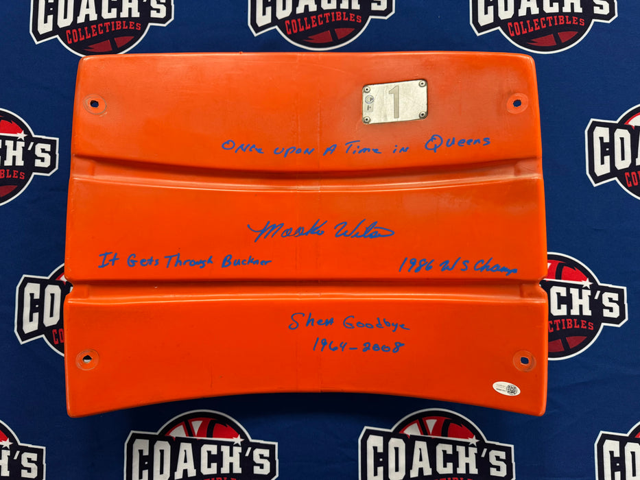 Mookie Wilson Autographed Shea Stadium Authentic Orange Seat Back w/ Multi Inscription (JSA)