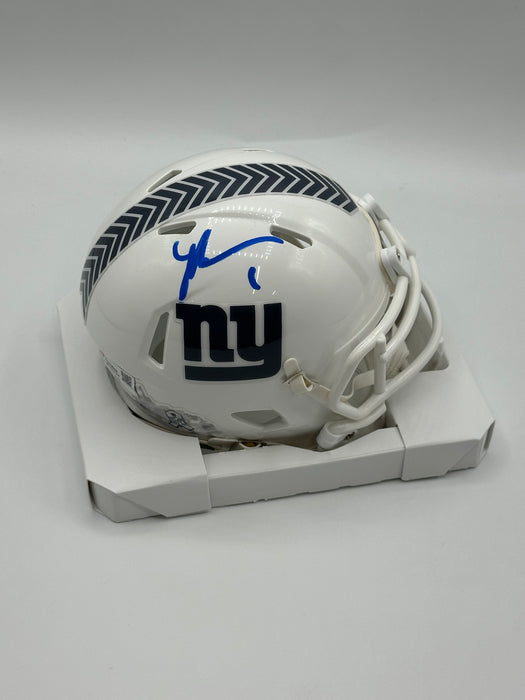 Malik Nabers Autographed NY Giants Salute to Service Speed Mini Helmet (Fanatics)