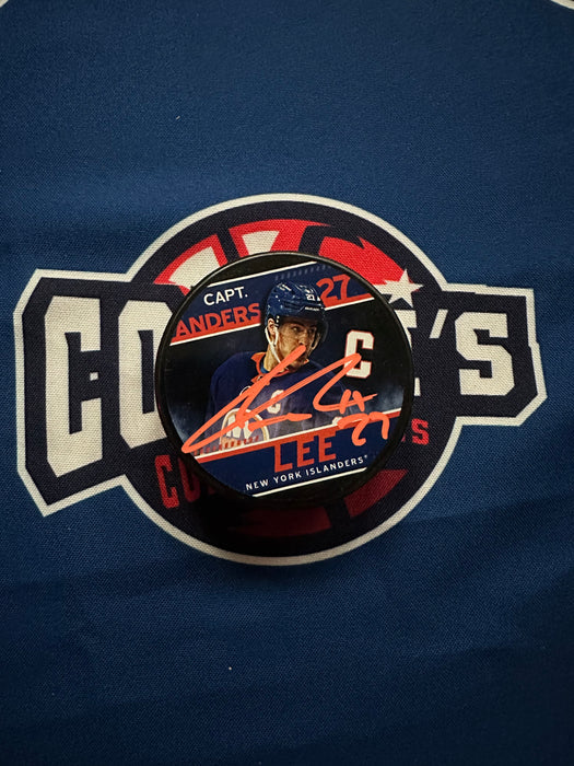 Anders Lee Autographed NY Islanders Special Captains Edition Puck (Beckett)