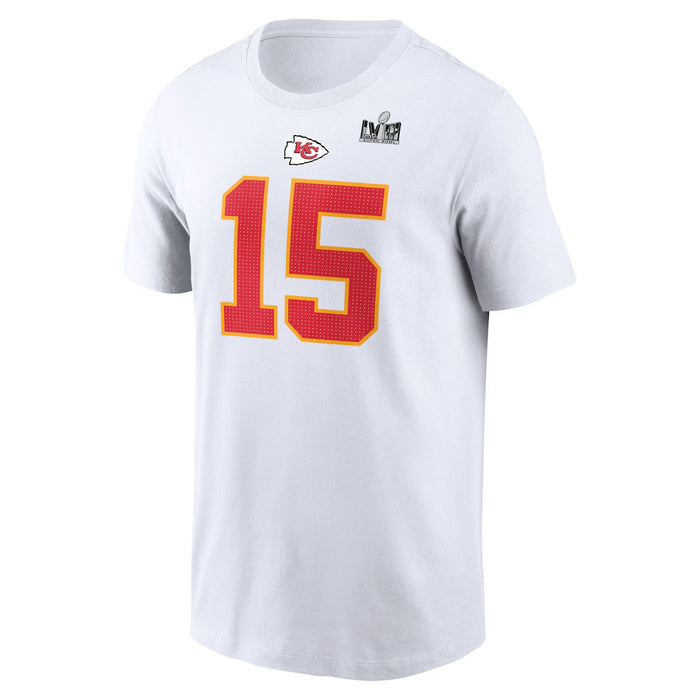 Patrick Mahomes Sz XL Kansas City Chiefs Nike Super Bowl LVIII Patch Player Name & Number T-Shirt - White