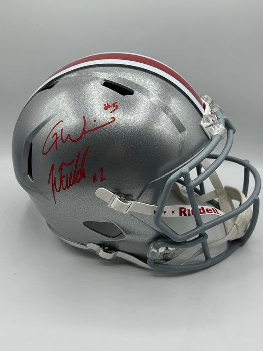 Garrett Wilson & Justin Fields DUAL Autographed Ohio State University Speed Replica  (Fanatics)