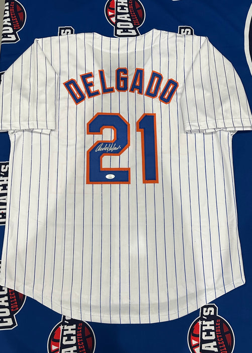 Carlos Delgado Autographed CUSTOM NY Mets Pinstripe Jersey (JSA)