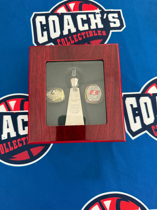Tampa Bay Buccaneers 3pc Replica Super Bowl Ring & Lombardi Trophy Set with Display Box