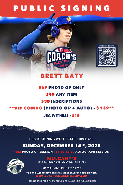 (1) PUBLIC Brett Baty VIP COMBO TICKET (12/14/25) (11am)
