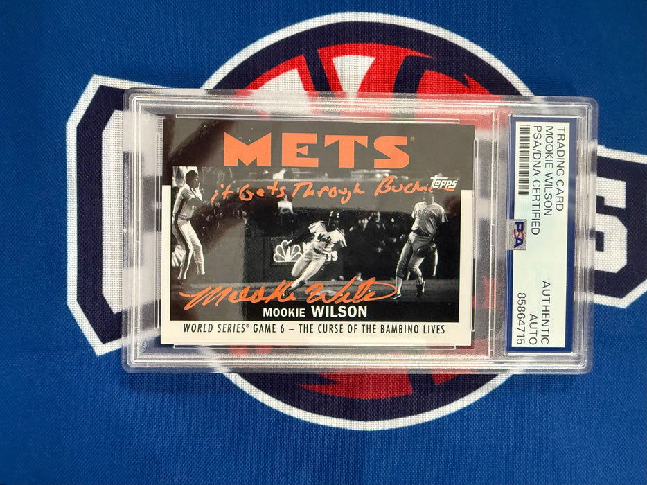 Mookie Wilson Autographed 2021 Topps Once Upon a Time in Queens Special Set Card w/ Inscr (PSA SLAB)