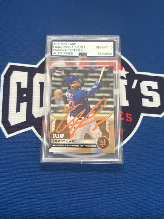 Francisco Alvarez Autographed 2022 Topps NOW Rookie Card #1021 Gem Mint 10 Auto (PSA SLAB)