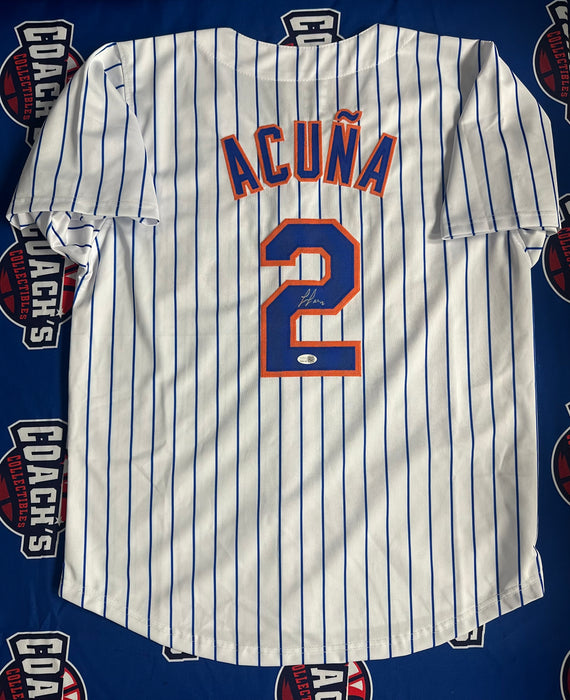 Luisangel Acuna Autographed CUSTOM NY Mets Pinstripe Jersey (JSA)