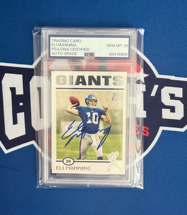 Eli Manning Autographed 2004 Topps Rookie Card Silver Foil Gem Mint 10 Auto Grade (PSA SLAB)