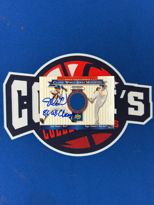 Jesse Orosco Autographed 2002 Upper Deck World Series Heroes Jersey Relic Card w/ Inscription (GTP)