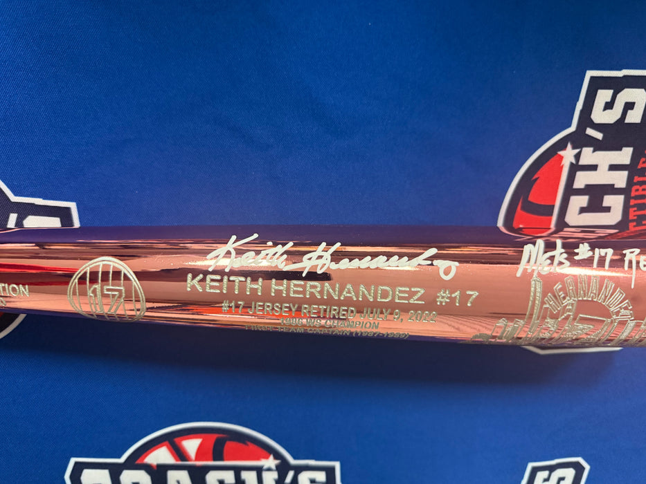 Keith Hernandez Autographed Special Limited Edition PINK CHROME Baseball Bat w/ Mets #17 Retired (JSA)