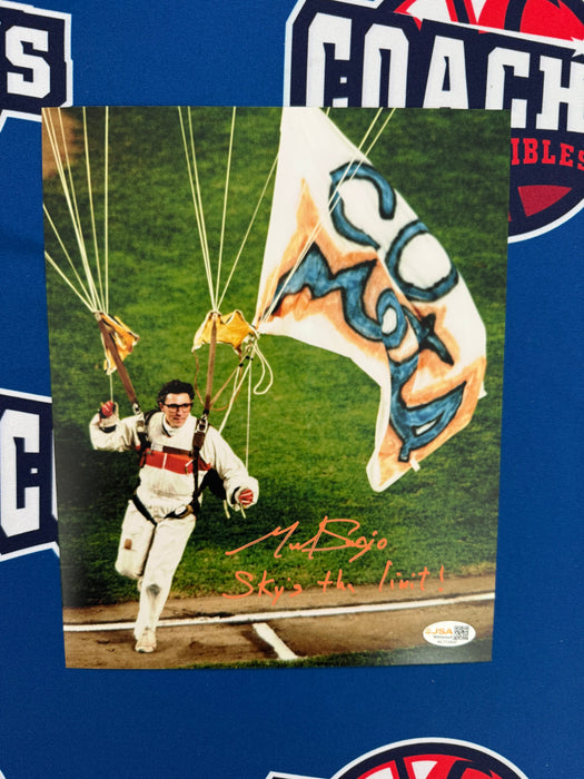 Michael Sergio Autographed 8x10 1986 World Series Game 6 Parachutist w/ Inscription (JSA)