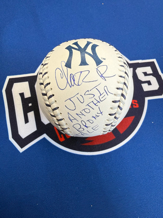 Chazz Palminteri Autographed NY Yankees Team Stich Logo Ball w/ Quote (JSA)