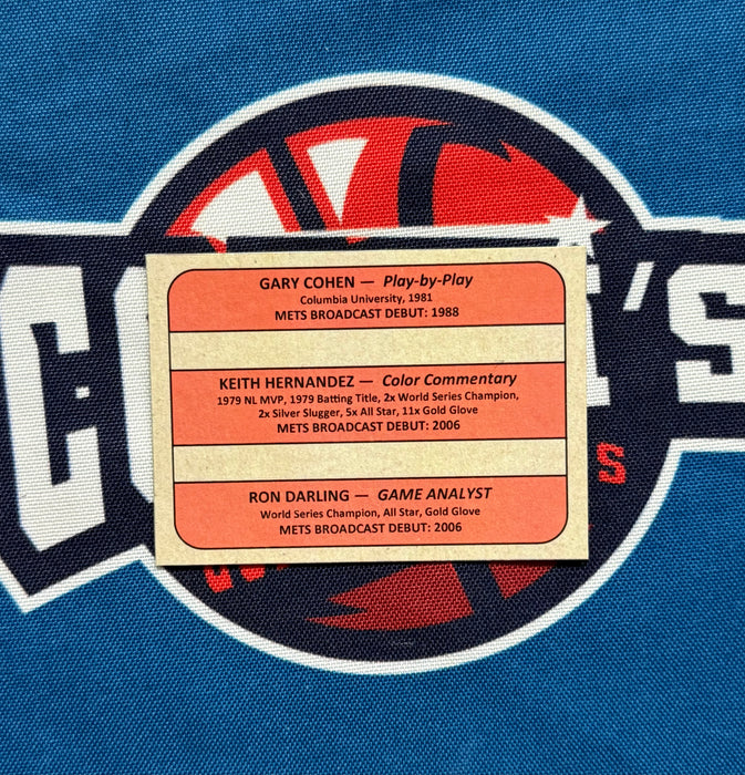 Keith Hernandez, Gary Cohen & Ron Darling UNSIGNED RAW Custom Trading Card