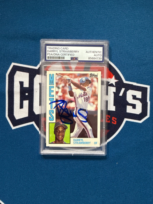 Darryl Strawberry Autographed 1984 Topps Slabbed Rookie Card (PSA Slab)